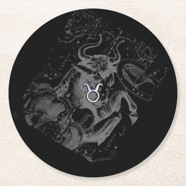 Dessous-de-verre Rond En Papier Chrome comme Taurus Zodiac Connexion Hevelius (Devant)