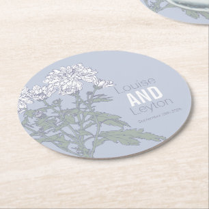 Dessous-de-verre Rond En Papier Chrysanthemum fleurs blanches art dessous de verre