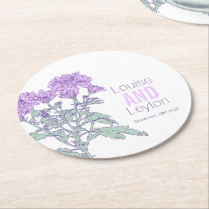 Dessous-de-verre Rond En Papier Chrysanthemum violet fleurs dessous de verre graph