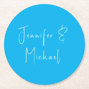 Dessous-de-verre Rond En Papier Ciel bleu classique mariage