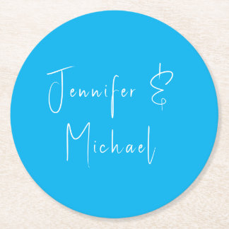 Dessous-de-verre Rond En Papier Ciel bleu classique mariage