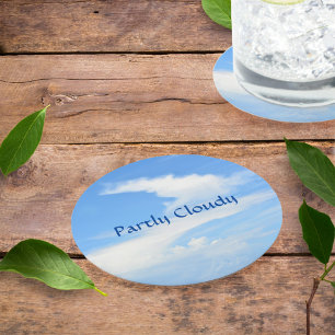 Dessous-de-verre Rond En Papier Ciel bleu et nuage blanc avec une Twist personnali