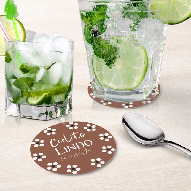 Dessous-de-verre Rond En Papier Cielito Lindo Talavera Baby shower mexicain Fiesta (Créateur téléchargé)