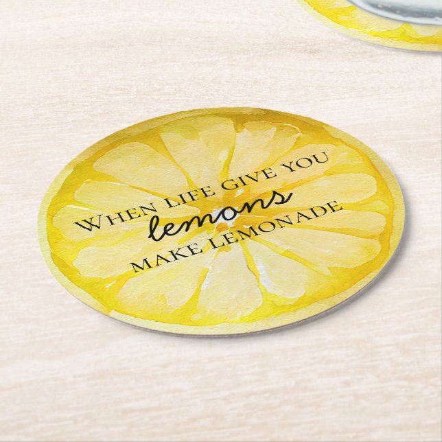 Dessous-de-verre Rond En Papier Citation de citron (Incliné)