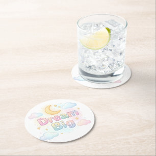 Dessous-de-verre Rond En Papier Citation fantaisiste pastel sur fond blanc