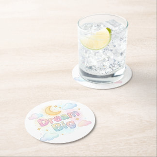 Dessous-de-verre Rond En Papier Citation fantaisiste pastel sur fond blanc