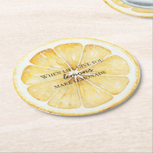 Dessous-de-verre Rond En Papier Citation White Life Vous Donne Des Citrons