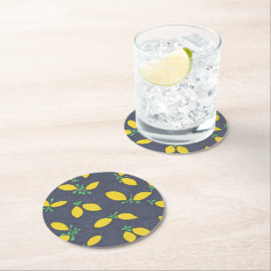 Dessous-de-verre Rond En Papier Citron gouttes de nourriture Motif d'art