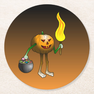 Dessous-de-verre Rond En Papier Citrouille avec Dessous de verre à torche