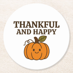 Dessous-de-verre Rond En Papier Citrouille d'automne de Kawaii Bon thanksgiving de