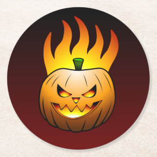Dessous-de-verre Rond En Papier Citrouille d'Halloween Jack O'lantern