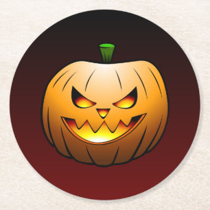 Dessous-de-verre Rond En Papier Citrouille d'Halloween mignonne