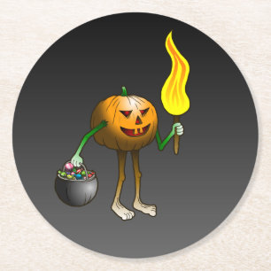Dessous-de-verre Rond En Papier Citrouille d'Halloween pour une tournée de 'des fr