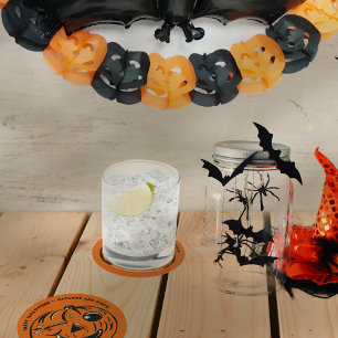 Dessous-de-verre Rond En Papier Citrouille Vintage Jack-o-Lantern Halloween person