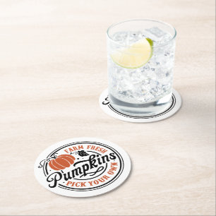 Dessous-de-verre Rond En Papier Citrouilles fraîches de la ferme, choisissez les v