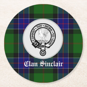 Dessous-de-verre Rond En Papier Clan Sinclair Tartan & Crest Badge