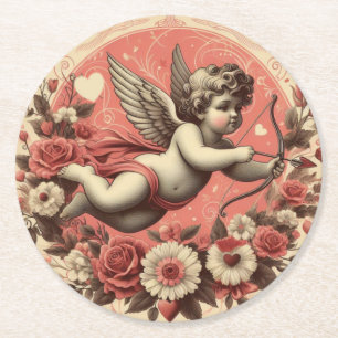 Dessous-de-verre Rond En Papier Classic/Vintage/Retro Saint-Valentin cupide