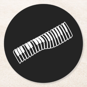 Dessous-de-verre Rond En Papier Clavier musical de dessin de bande dessinée