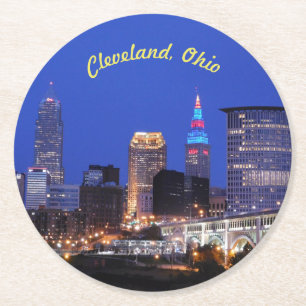 Dessous-de-verre Rond En Papier Cleveland, Ohio River View Dessous de verre papier