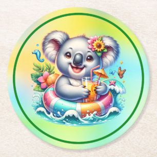 Dessous-de-verre Rond En Papier Clipart de sublimation de koala d'été-97702