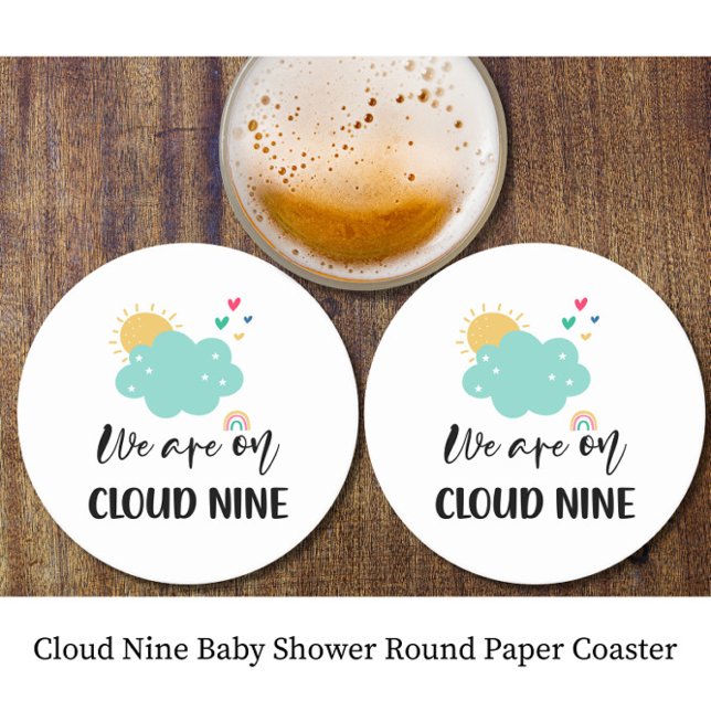 Dessous-de-verre Rond En Papier Cloud Nine Baby Shower  (Créateur téléchargé)