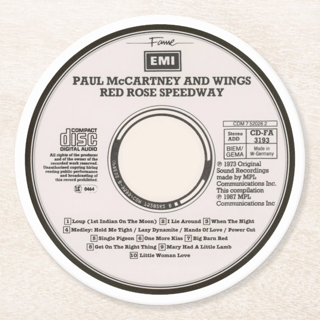 Dessous-de-verre Rond En Papier Coasters - Red Rose (Devant)