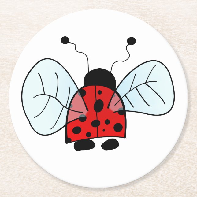 Dessous-de-verre Rond En Papier Coccinelle (Devant)