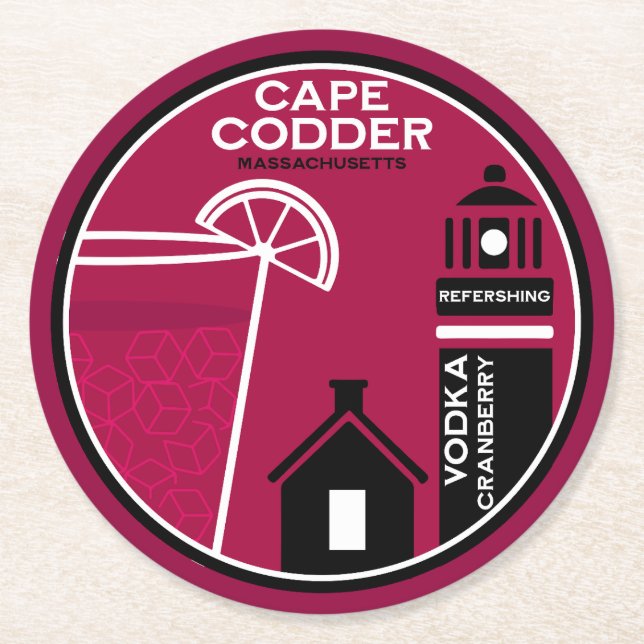 Dessous-de-verre Rond En Papier Cocktail Cape Codder (Devant)