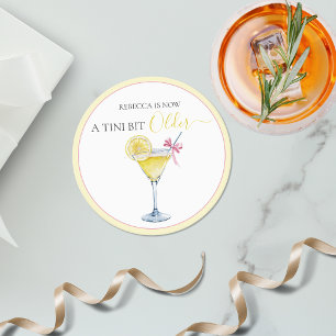 Dessous-de-verre Rond En Papier Cocktail de citron Coquette Un peu plus âgé Annive
