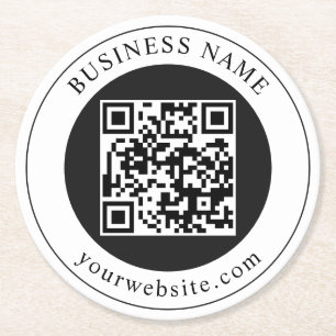 Dessous-de-verre Rond En Papier Code QR avec nom d'entreprise modifiable