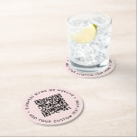 Dessous-de-verre Rond En Papier Code QR | Blush rose moderne Feminine Girls<br><div class="desc">Un simple modèle de dessous de verre de code QR rose pâle et personnalisé dans un style minimaliste moderne qui peut être facilement mis à jour avec votre code QR,  nom commercial ou site Web et texte personnalisé,  par exemple,  scannez-moi vers...  #QRcode #dessous de verre #business</div>