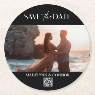 Dessous-de-verre Rond En Papier Code QR de la photo de script lisse Enregistrer la