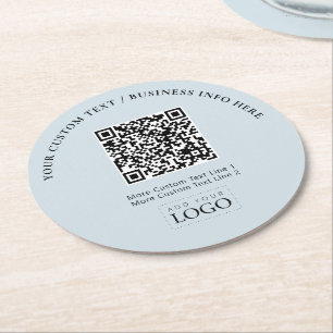 Dessous-de-verre Rond En Papier Code QR de logo d'entreprise simple et promotionne