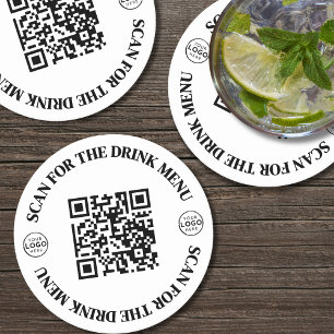 Dessous-de-verre Rond En Papier Code QR du menu du logo professionnel personnalisé