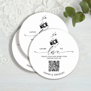 Dessous-de-verre Rond En Papier Code QR élégant Capturer le partage de photos d'am