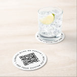 Dessous-de-verre Rond En Papier Code QR | Minimaliste Nettoyer Simple Balayage Bla<br><div class="desc">Un simple modèle de code QR blanc personnalisé dans un style minimaliste moderne qui peut être facilement mis à jour avec votre code QR,  nom d'entreprise ou site Web et texte personnalisé,  par exemple,  scannez-moi vers...  #QRcode #dessous de verre #business</div>