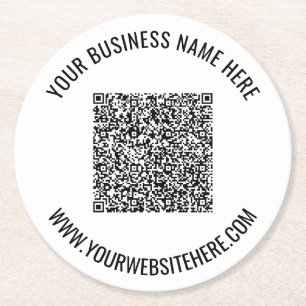 Dessous-de-verre Rond En Papier Code QR personnalisé et Dessous de verre de papier