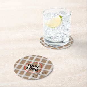 Dessous-de-verre Rond En Papier Code QR personnalisé simple ajouter votre nom logo