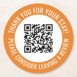 Dessous-de-verre Rond En Papier Code QR promotionnel Orange Merci Scan Me<br><div class="desc">Dessous de verre promotionnels de code QR pour petites entreprises avec une bordure orange et votre propre code QR et texte personnalisé dans une courbe autour de votre code QR. Merci pour votre promo de séjour personnalisé avec votre code QR et texte personnalisé.</div>
