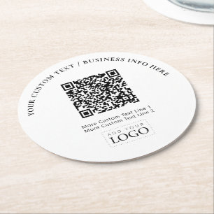 Dessous-de-verre Rond En Papier Code QR promotionnel simple de logo d'entreprise m