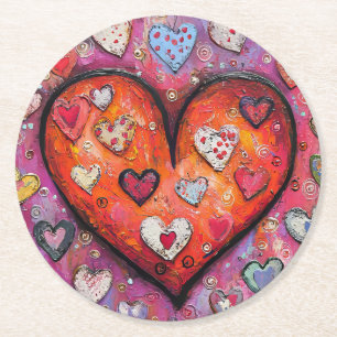 Dessous-de-verre Rond En Papier Coeur