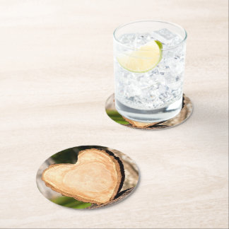 Dessous-de-verre Rond En Papier coeur en bois
