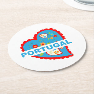 Dessous-de-verre Rond En Papier Coeur portugais joyeux