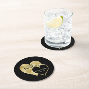 Dessous-de-verre Rond En Papier Coeurs d'or