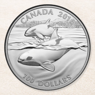 DESSOUS-DE-VERRE ROND EN PAPIER COIN ORCAS