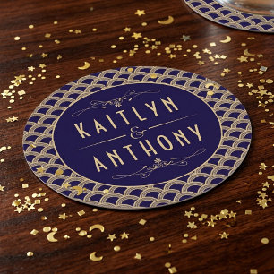 Dessous-de-verre Rond En Papier Collection de mariage Gatsby Art Déco vintage des 