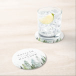 Dessous-de-verre Rond En Papier Collection de Mariages de la forêt de pins d'aquar<br><div class="desc">Célébrez dans le style avec ces dessous de verre mariages rustiques et très tendance. Le design est facile à personnaliser avec votre propre libellé et votre famille et vos amis seront ravis de voir ces dessous de verre fabuleux. Les éléments correspondants se trouvent dans la collection.</div>