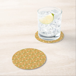 Dessous-de-verre Rond En Papier Collection de Motifs de paniers de fruits - Banane