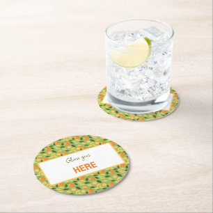 Dessous-de-verre Rond En Papier Collection de Motifs de paniers de fruits - Orange