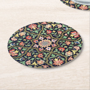 Dessous-de-verre Rond En Papier Coloré Vintage Floral Indien Mandala Motif